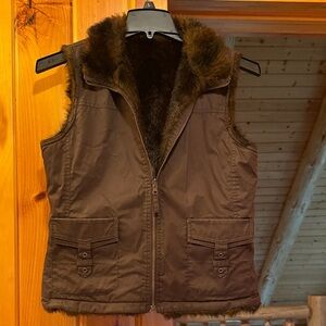 Old Navy Dark Brown Fur-Lined Vest